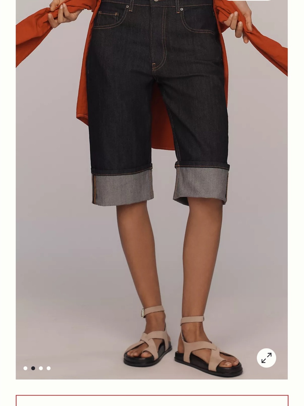 Maeve Cuffed Denim Bermuda Shorts Dark Blue size 26 Anthropologie